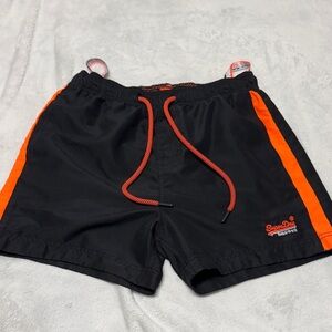 Superdry Black Shorts with Orange Highlights